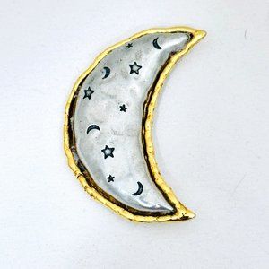 Jonette Jewelry Large Crescent Moon Brooch Vintage 1980s